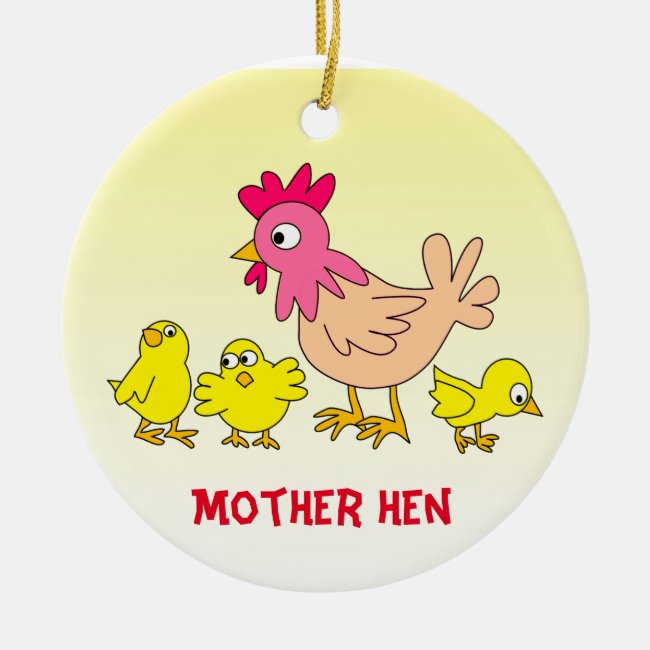 Mother Hen and Chicks Ceramic Ornament