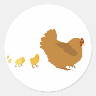 Mother Hen and Chicks Classic Round Sticker