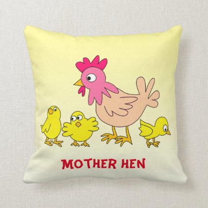 Mother Hen and Chicks Throw Pillow