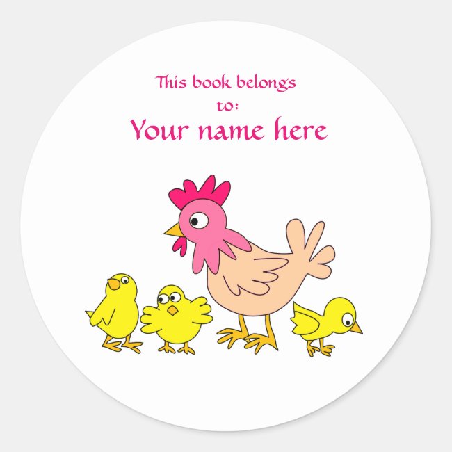 Mother Hen and Her Chicks Bookplate