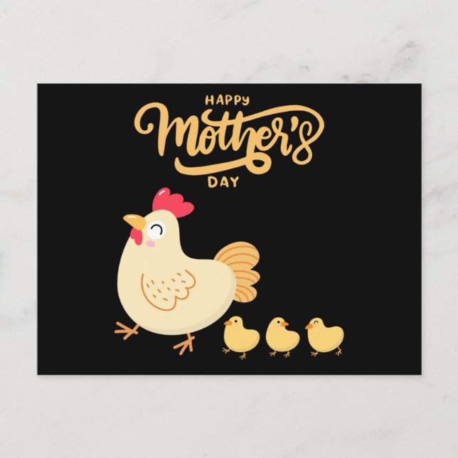 Mother Hen And Her Chicks Drawing Mother's Day  Postcard (Front)