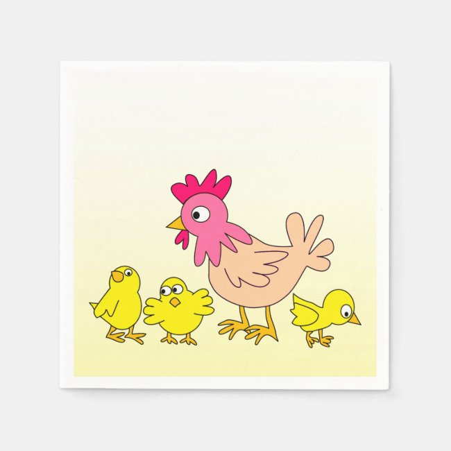 Mother Hen and Her Chicks Paper Napkins