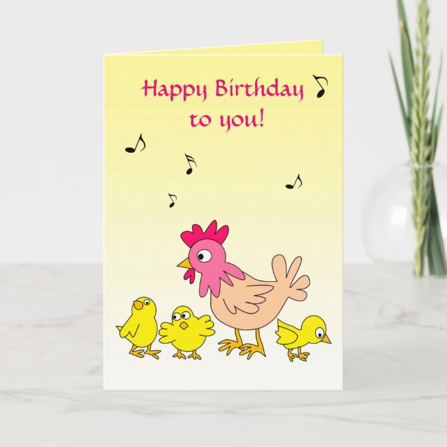 Mother Hen and Her Chicks Singing Birthday Card
