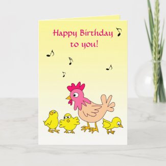 Mother Hen and Her Chicks Singing Birthday Card