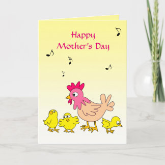 Mother Hen and Her Chicks Singing Mothers Day Card