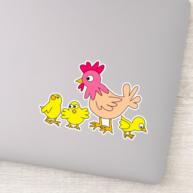 Mother Hen and Her Chicks Vinyl Sticker