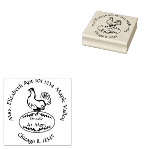 Mother Hen Nesting Return Address Rubber Stamp