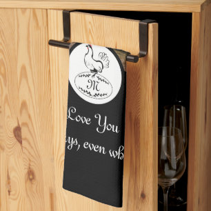 Mother Hen Nesting w Monogram Egg Photo Kitchen Towel