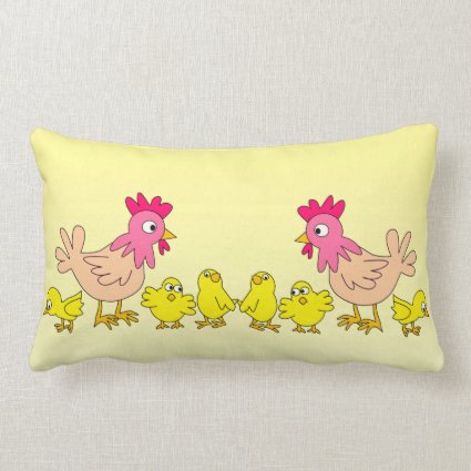 Mother Hens and Their Chicks Lumbar Pillow