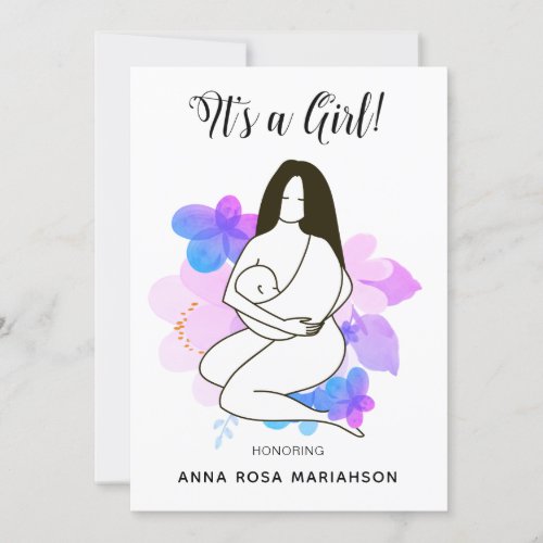 *~* Mother Holding Baby Floral Baby Shower Girl Invitation