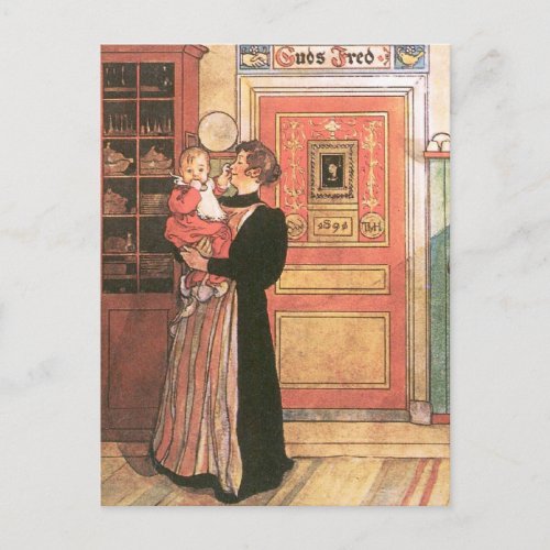 Mother Holding Baby in the Kitchen Postcard