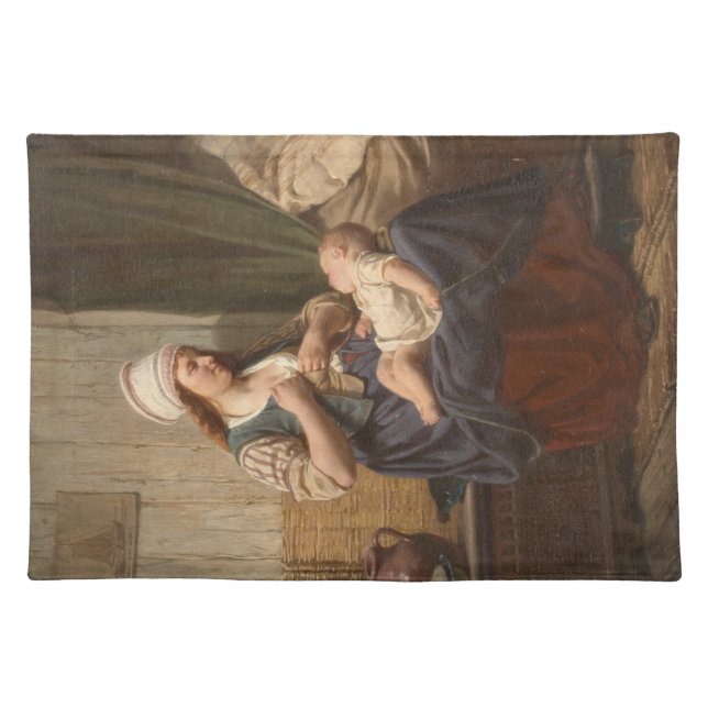 Mother Holding Her Child (by Rudolf Jordan) Cloth Placemat (Front)