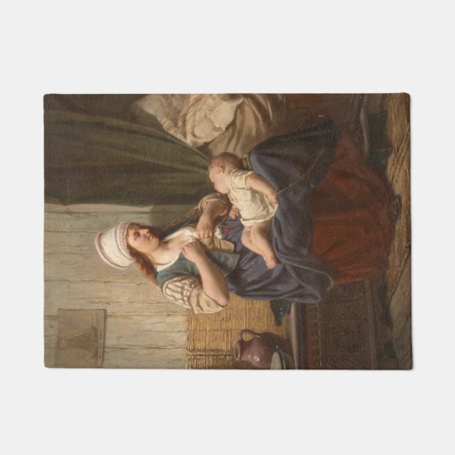 Mother Holding Her Child (by Rudolf Jordan) Doormat (Front)