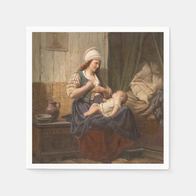 Mother Holding Her Child (by Rudolf Jordan) Napkins (Front)