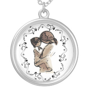Mother Holding Her Child Silver Plated Necklace