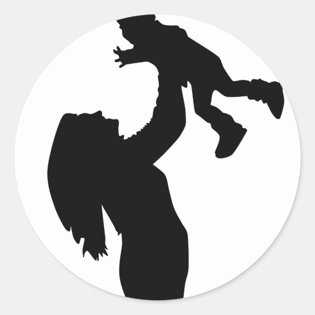 Mother Holding Son Silhouette Mother's Day Classic Round Sticker (Front)