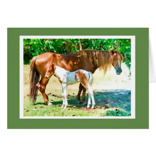 Mother Horse foal Animal Blank Card