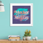 Mother Hustler Trendy Rose Gold Mom Typography Poster<br><div class="desc">Mother Hustler Trendy Rose Gold Mom Typography Quote with watercolor paint brush strokes background, and faux glitter foil text. Makes a perfect gift for mom on mother's day, birthdays, or holidays, or for new moms and mommy to be! In pretty dark cosmic purple, teal, blue, and rose gold faux glitter....</div>