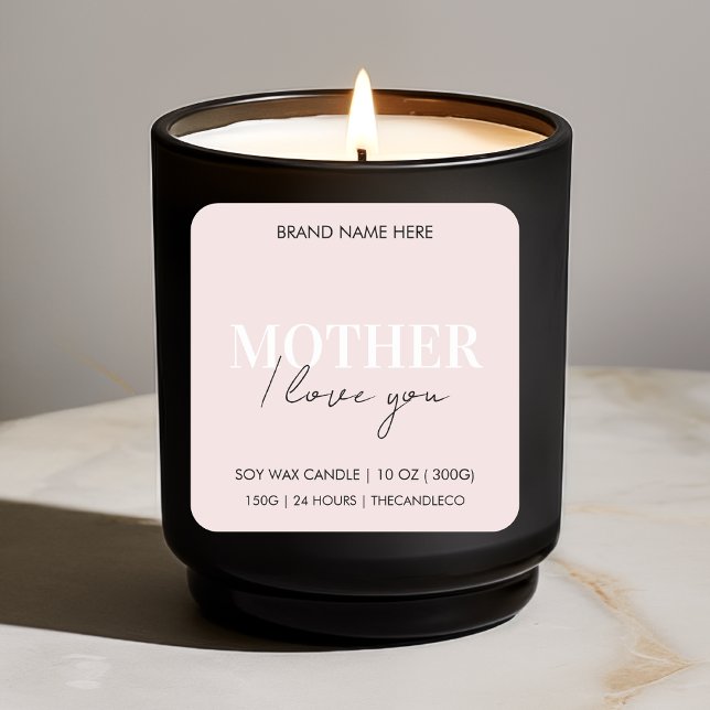 Mother I Love You Pink Elegant Candle Square Sticker (Creator Uploaded)