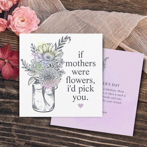 Mother Id Pick You Wildflowers Mason Jar Holiday Card