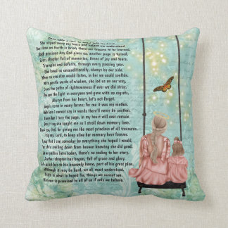 Mother in heaven sitting on swing poem photo throw pillow