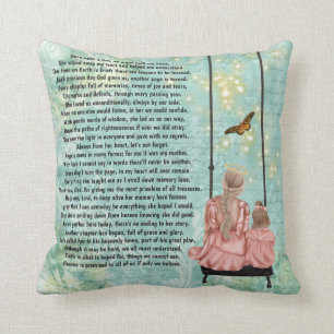 Mother in heaven sitting on swing poem throw pillow