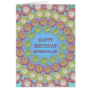 Mother in Law  Birthday Crochet Flowers Cards