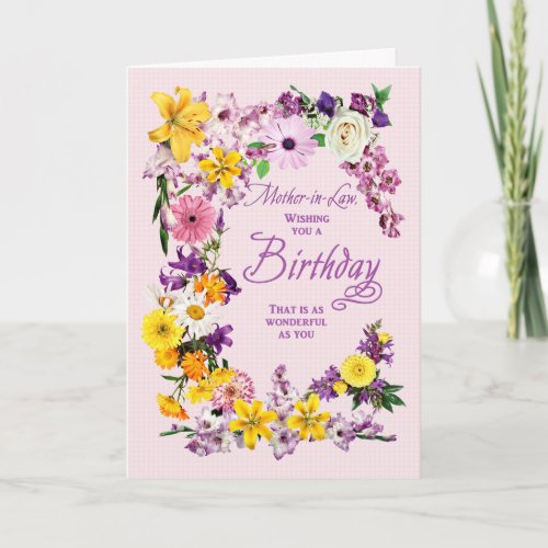 Mother in Law Birthday Flower Frame Card
