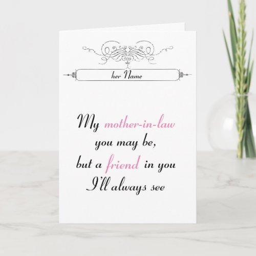 Mother in Law card  or any female family member