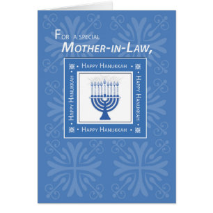 Mother-in-Law Hanukkah Wishes Blue Menorah