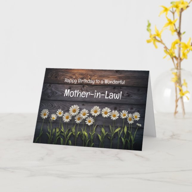 Mother in Law Happy Birthday Cute Daisy Flowers  Card (Yellow Flower)