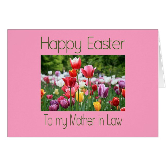 Mother in Law  Happy Easter Tulip card (Front Horizontal)