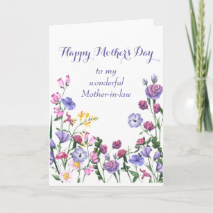 Mother-in-law Happy Mother's Day Colorful Garden  Holiday Card