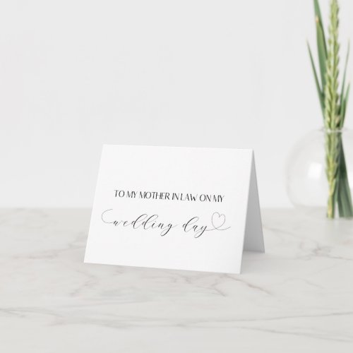 Mother in Law Heart Wedding Day Card Gift