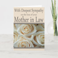 Mother in Law loss Rose sympathy Card