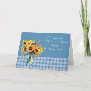 Mother in Law Mother's Day Sunflowers in Mason Jar Card