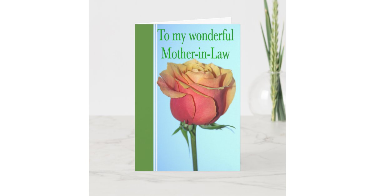 MotherinLaw Mother's Day With Rose Greeting Card