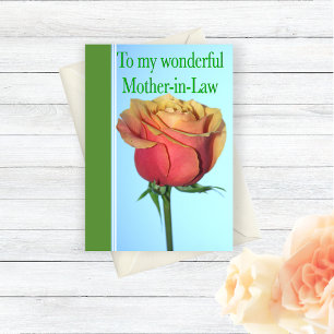 Mother-in-Law Mother's Day With Rose Greeting Card
