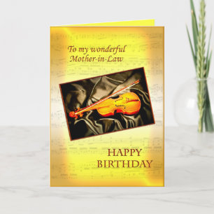 Mother-in-Law, musical birthday card with a violin