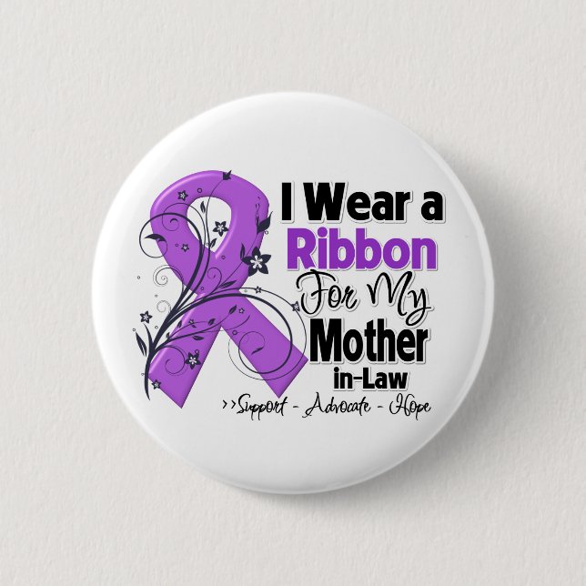 Mother-in-Law - Pancreatic Cancer Ribbon Button (Front)
