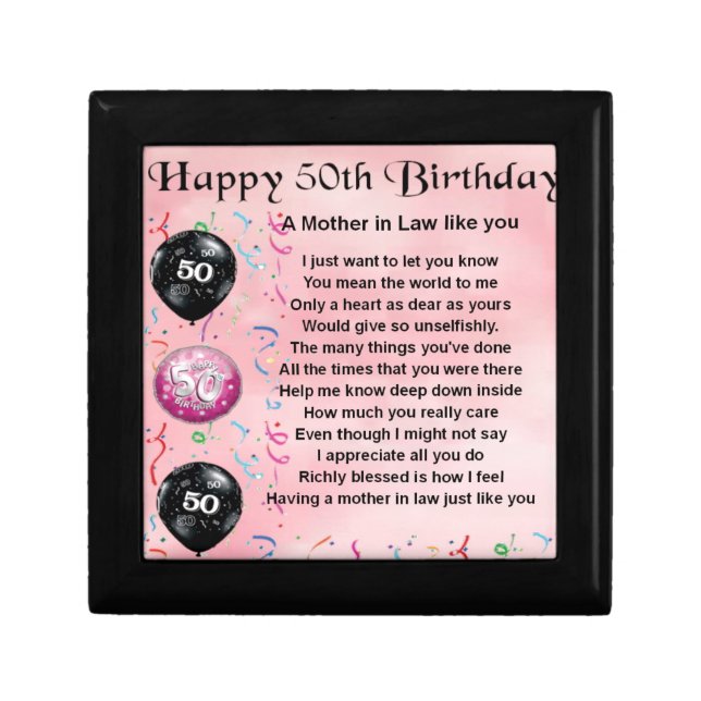 Mother in Law Poem  -  50th Birthday Gift Box (Front)