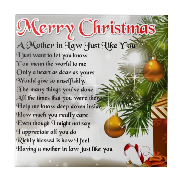Mother in Law Poem - Christmas design Tile (Front)