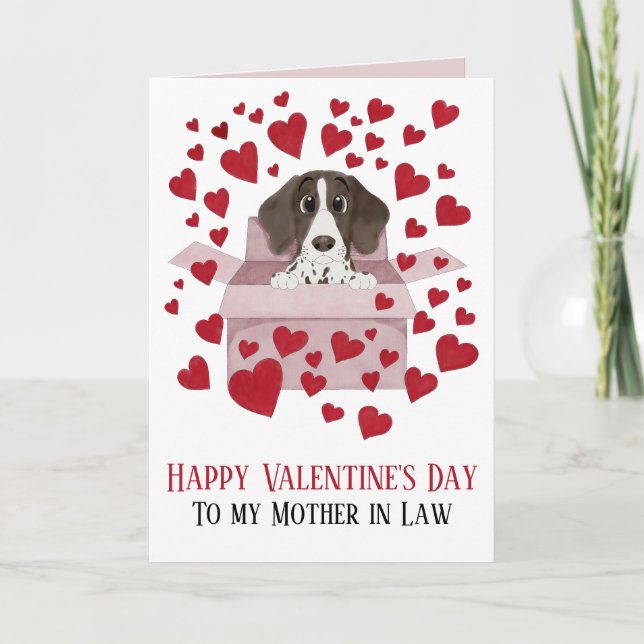 Mother in Law Puppy in Box Valentine's  Card (Front)