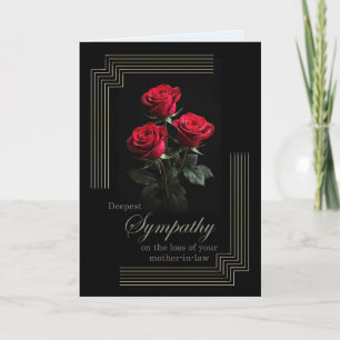 Mother in Law Sympathy Roses on Black Card
