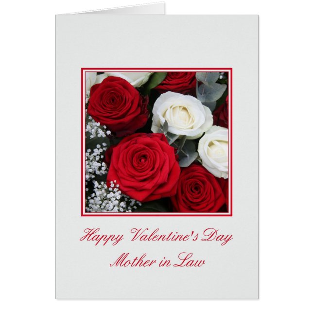 Mother in Law Valentine's Day red and white roses (Front)