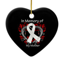 Mother - In Memory Lung Cancer Heart Ceramic Ornament