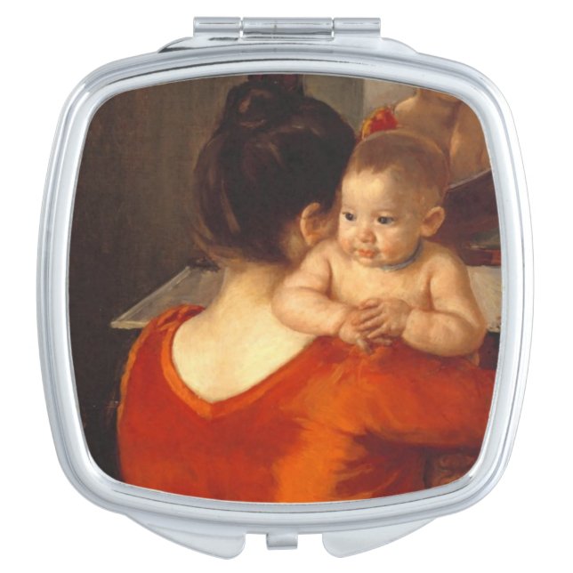 Mother in Red with Child Compact Mirror (Front)