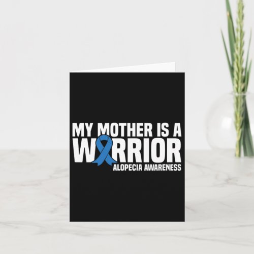 Mother Is A Warrior Blue Ribbon Alopecia Awareness Card