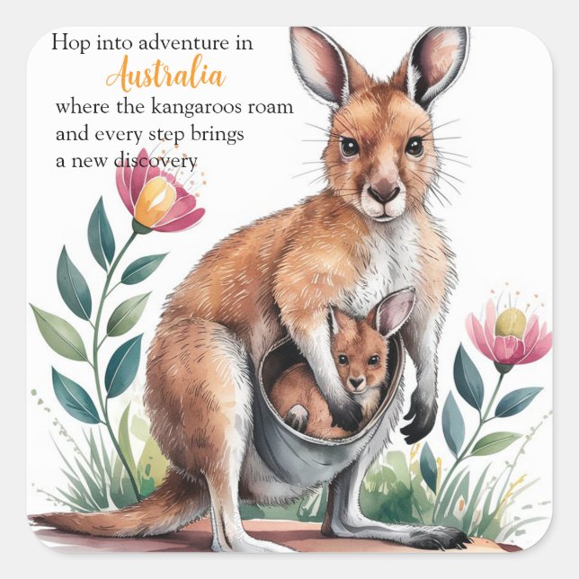 Mother Kangaroo Square Sticker (Front)