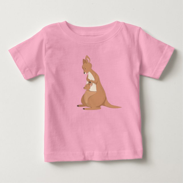 Mother Kangaroo With Baby Baby T-Shirt (Front)